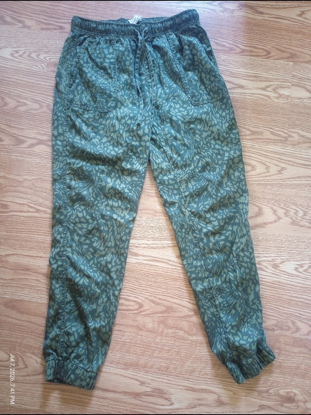 Nicole Miller Olive Green Patterned Track Joggers